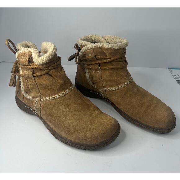 Earth Spirit Paula II Brown Suede Faux Fur Tie Ankle Comfort Snow Boots 7.5 - Picture 2 of 10